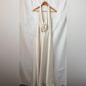 ANTONIO MELANI Cream Halter Maxi Dress